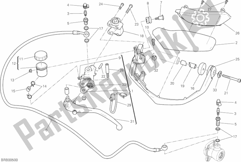 Alle onderdelen voor de Koppeling Hoofdremcilinder van de Ducati Multistrada 1200 Enduro 2016